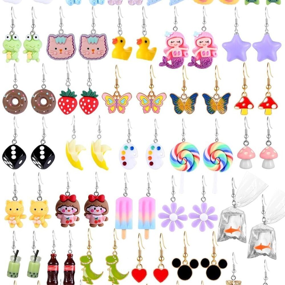 36 Pairs Resin Dangle Earrings Set for Teens and Women Fun Unique Accessories